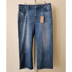 MADEWELL Women's Slim Wide- Leg Crop Blue Jeans in Garrett Wash Sz 35